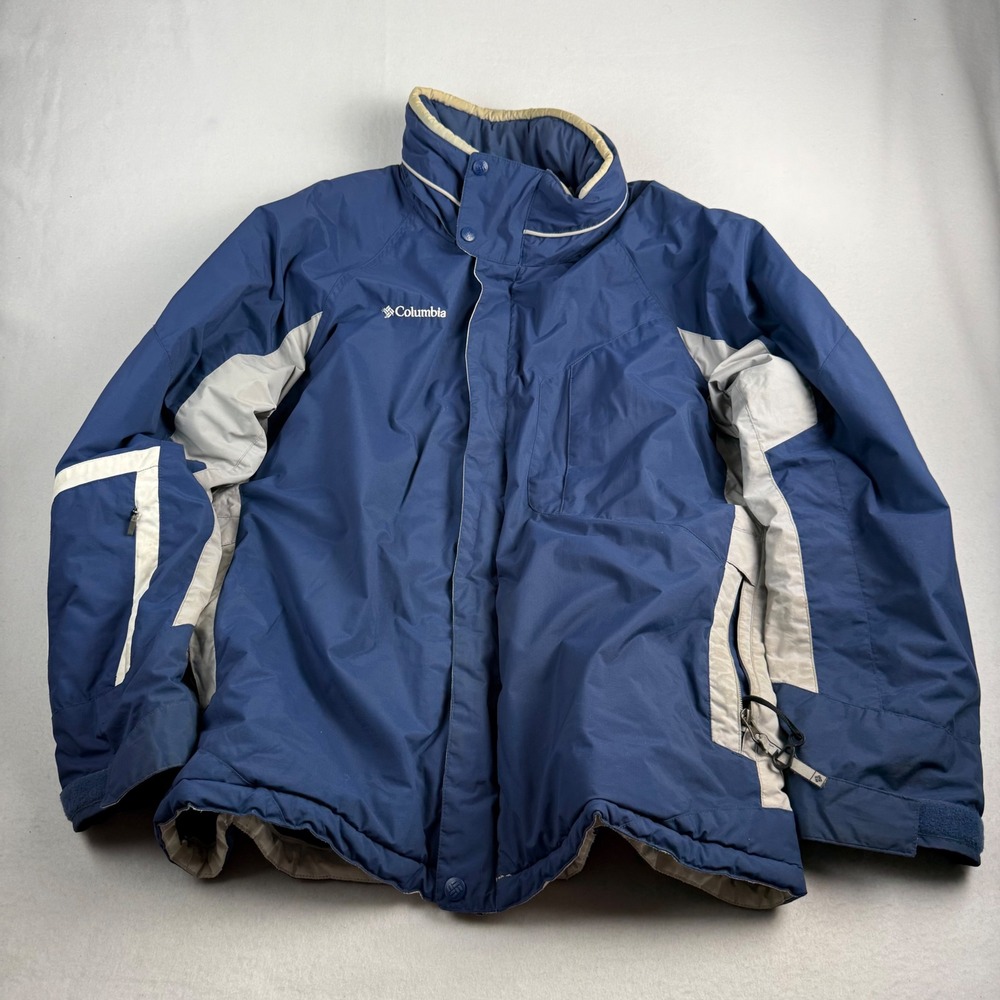 Columbia Mens Blue Grey Colorblock Winter Ski Jacket Parka Size Large L